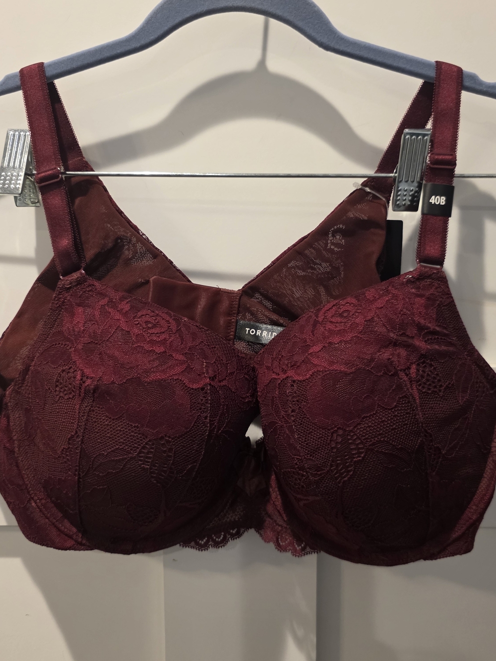 Torrid Curve bra  360 back smoothing push-up T-shirt 40B Burgundy New Sexy lace
